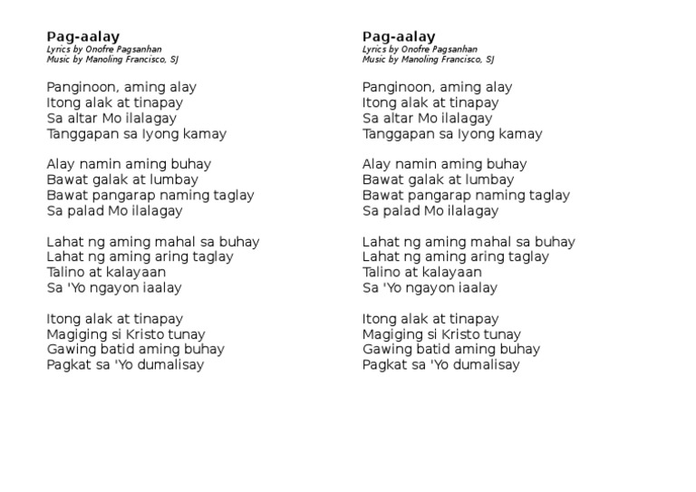 Pag Aalay Lyrics