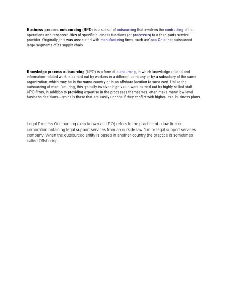 Business Process Outsourcing | PDF