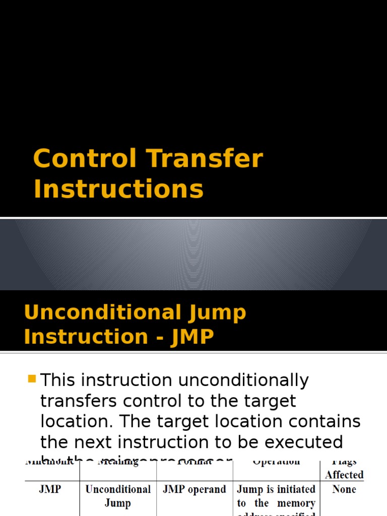 Control Transfer Instructions Overview | PDF | Instruction Set ...