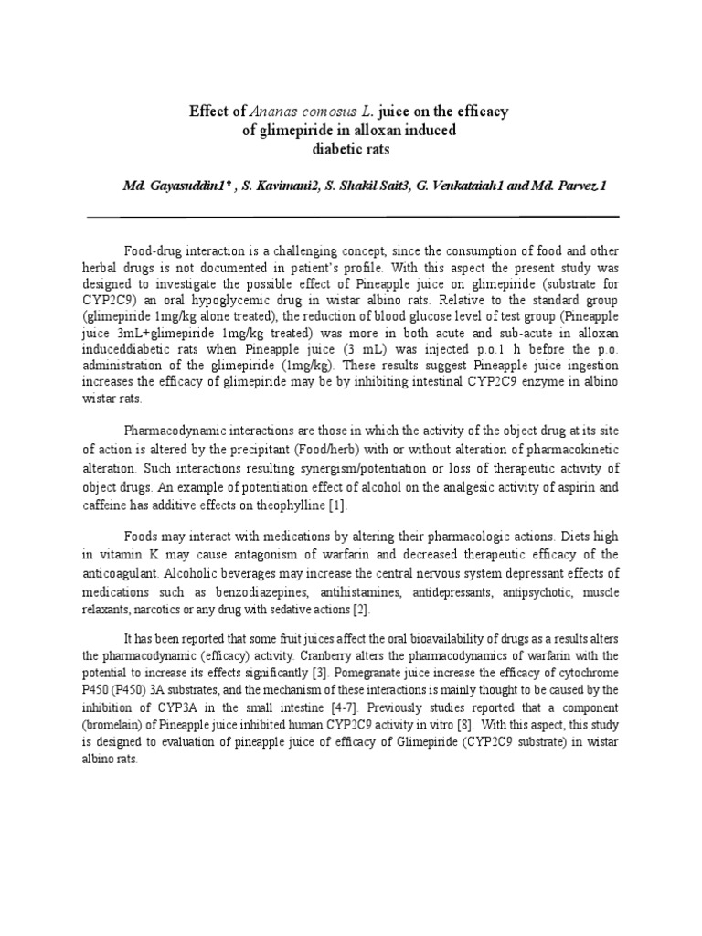 Pineapple PDF Diabetes Mellitus Hypoglycemia