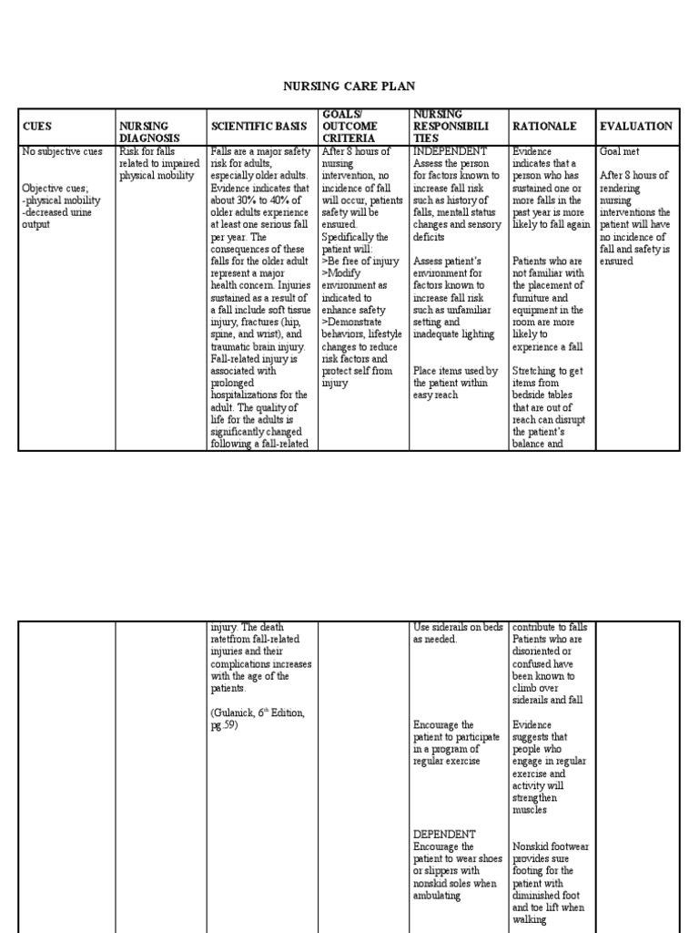 Nursing Care Plan  Balance (Ability)  Nursing