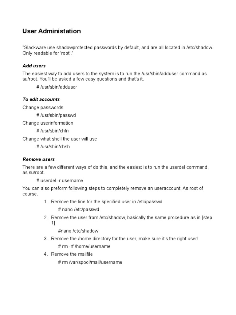User Administration in Linux Systems | PDF