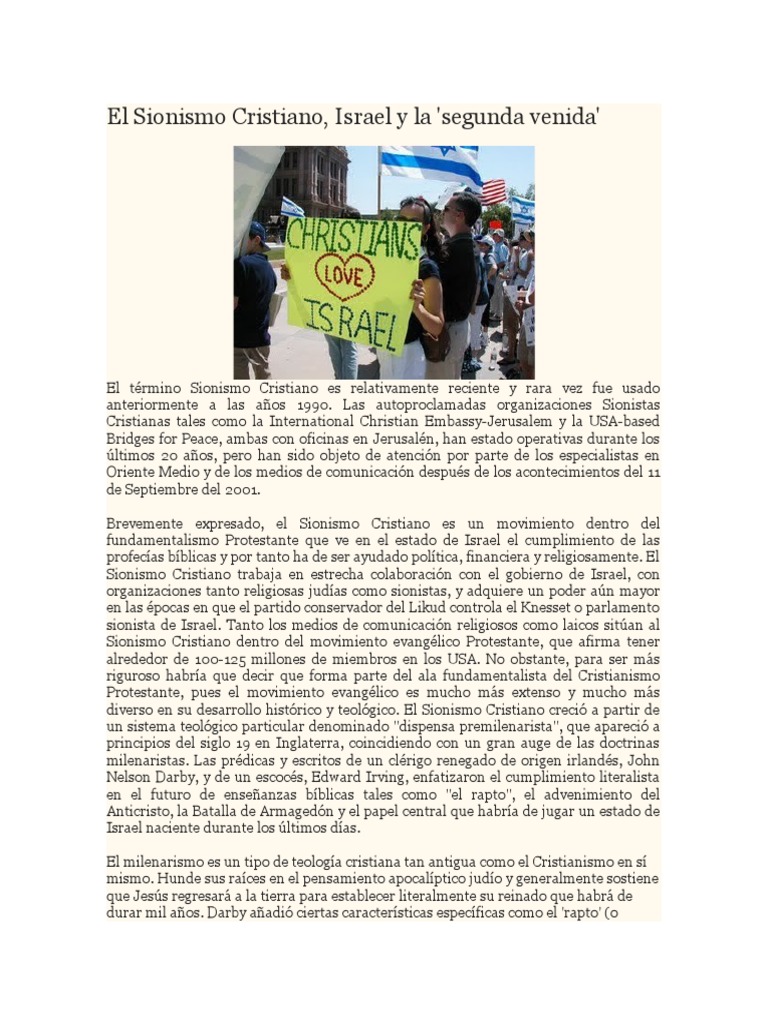 El Sionismo Cristiano PDF sionismo Fundamentalismo