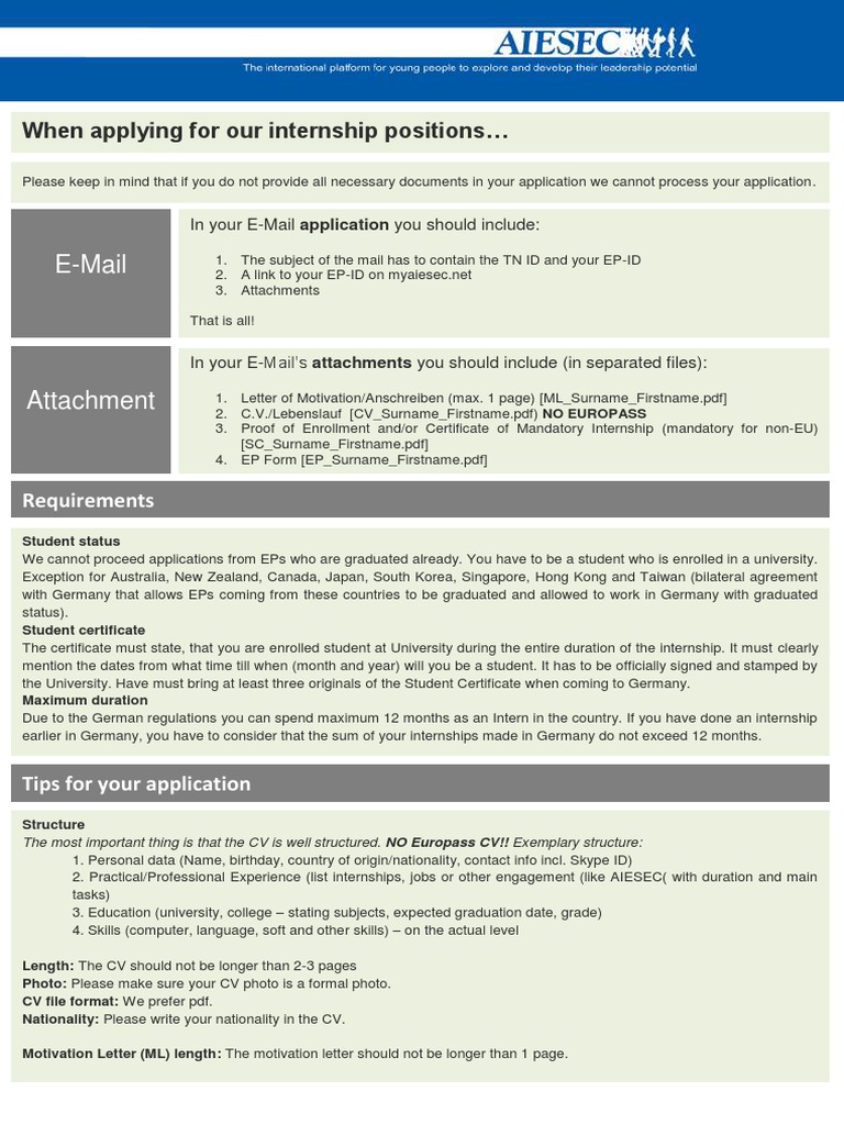 Internship Application Requirements Guide | PDF