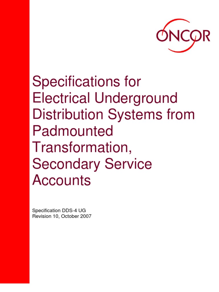 Specifications For Electrical Underground Distribution Systems From ...