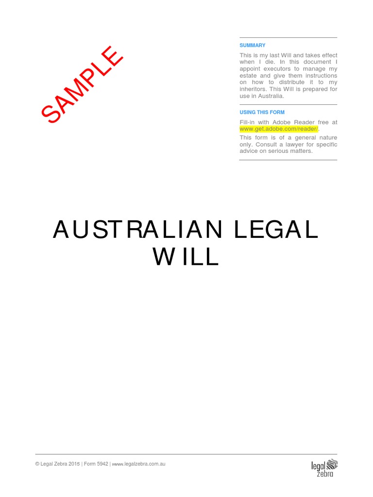 Australian legal will template sample pdf will and testament