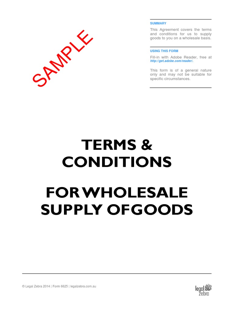 Terms and Conditions For Wholesale Supply of Goods Template Sample 
