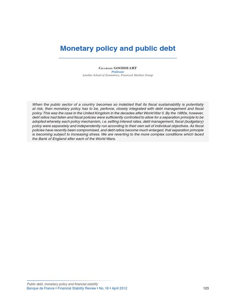 Public Debt and Monetary Policy Insights | PDF | Fiscal Policy ...