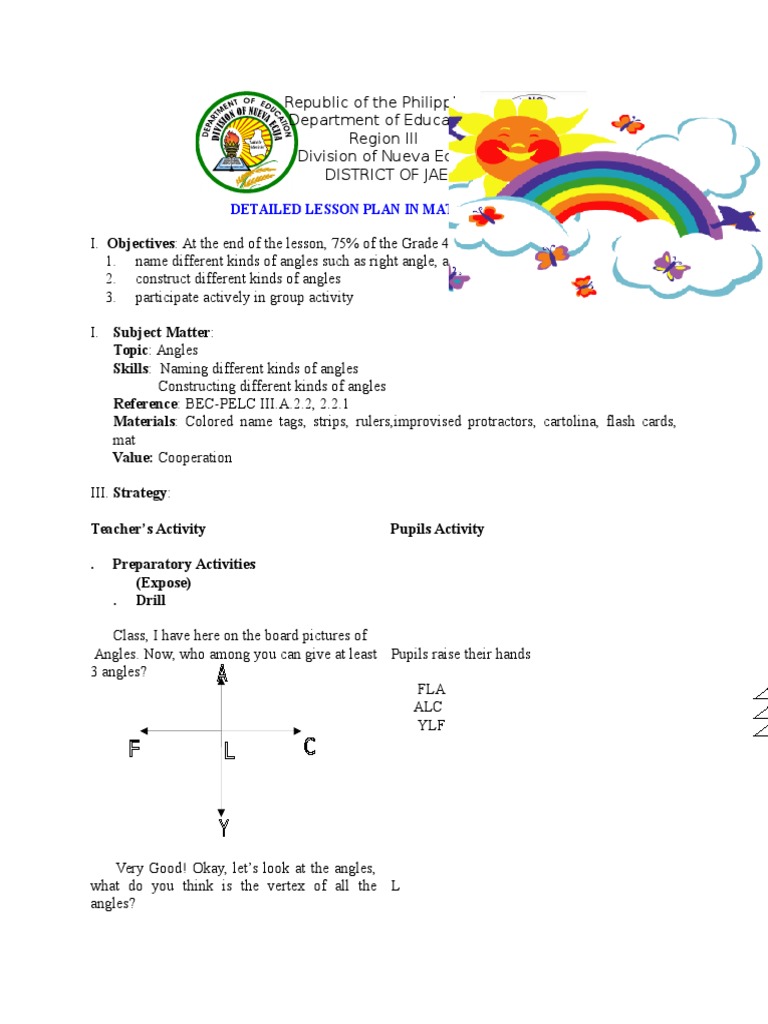 Detailed Lesson Plan in Math Grade Iv | PDF | Angle | Cognition