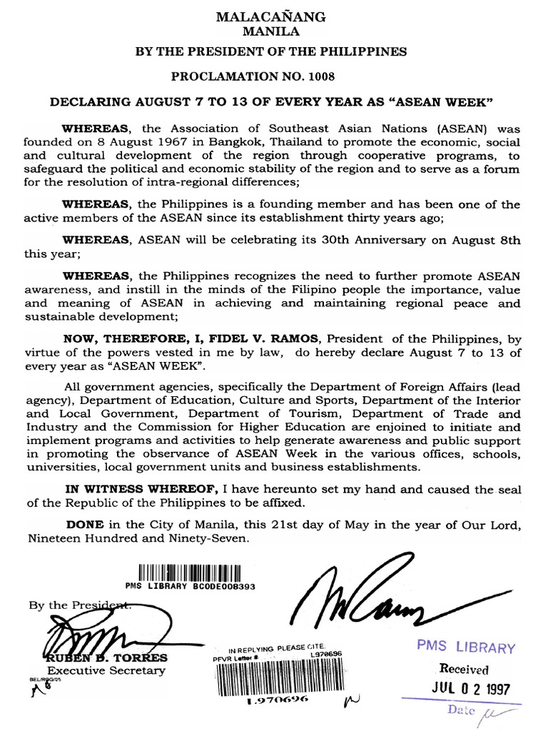 ASEAN Week Proclamation in Philippines | PDF