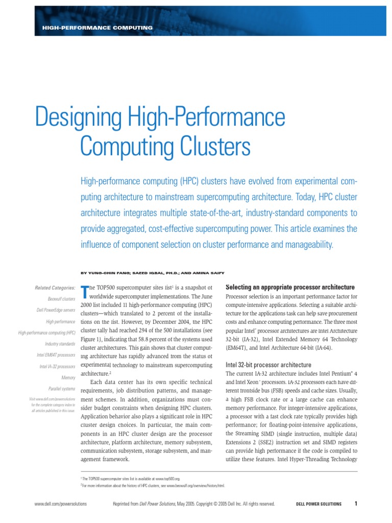 Designing High-Performance DELL | PDF | 64 Bit Computing | Computer Cluster