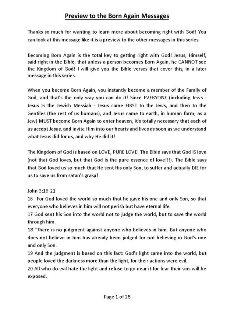 Combined Born Again Messages | PDF | Philosophy | Self-Improvement