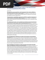 Statement by 60 National Security Leaders on the Announcement of a Joint Comprehensive Plan of Action
