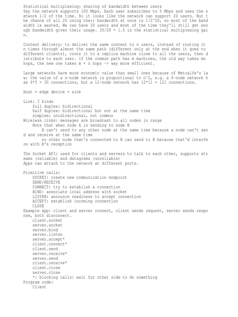 Networking Class Notes UW Spring 2013 PDF Transmission Control