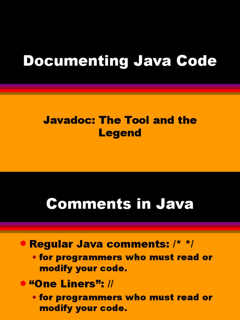 Documenting Java Code: Javadoc: The Tool and The Legend | PDF ...