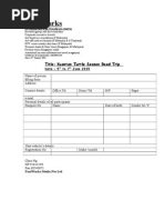 Entry Form - Kuantan Turtle Season Road Trip - 5th to 7th June 2015