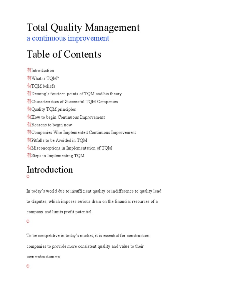 Total Quality Management Essentials Guide | PDF | Quality Management ...