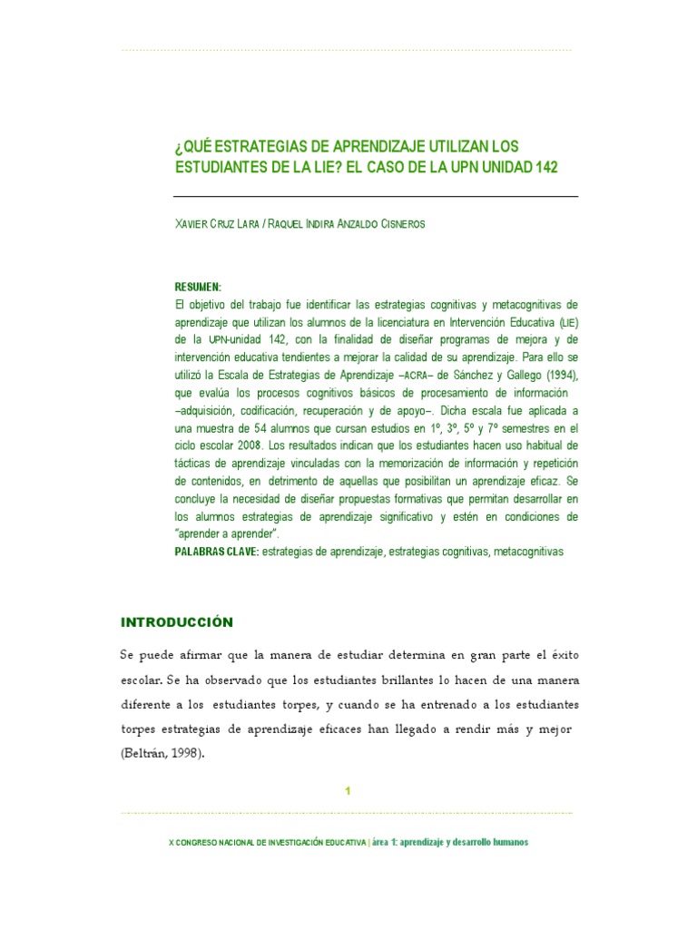 Estrategias de Aprendizaje | PDF | Aprendizaje | Conocimiento