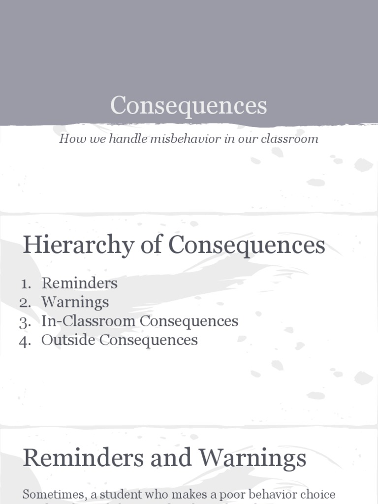 Consequences How we handle misbehavior in our classroom