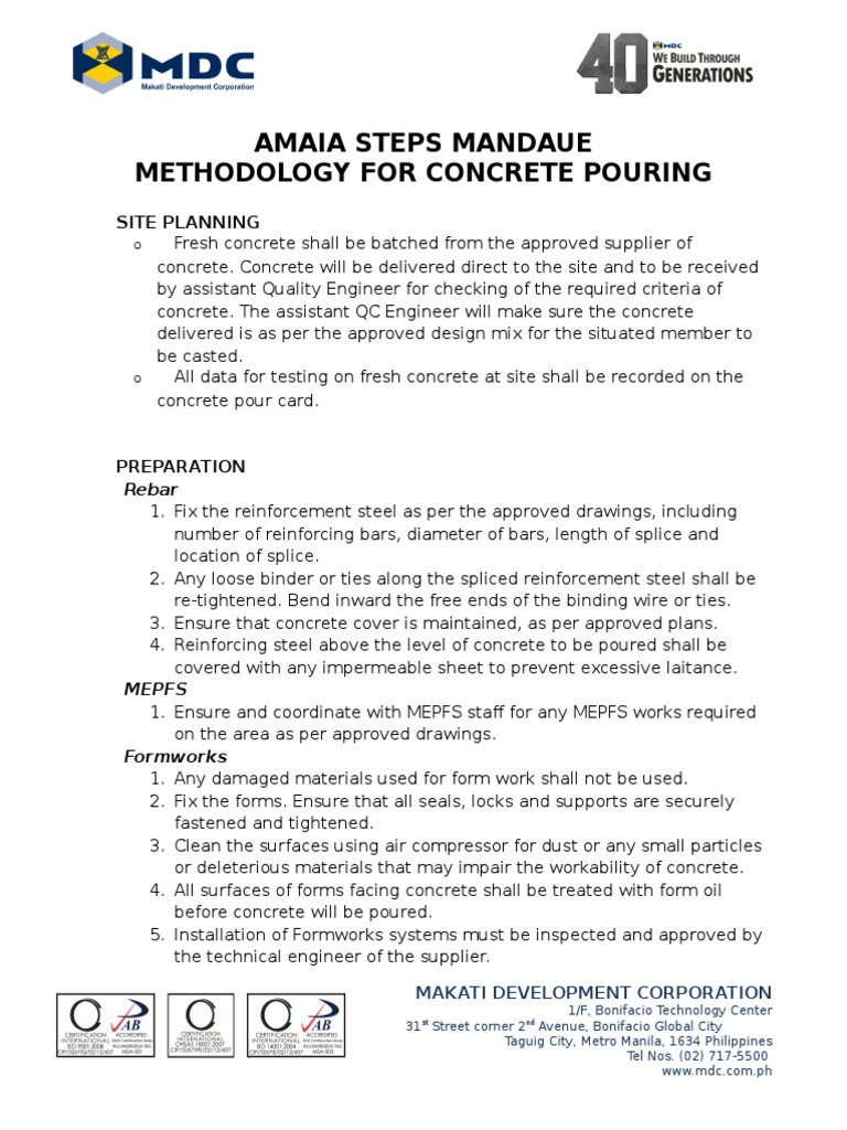 Concrete pouring methodology pdf concrete building technology
