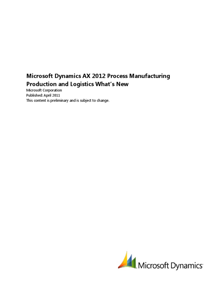 Microsoft Dynamics AX 2012 Process Manufacturing Production and ...
