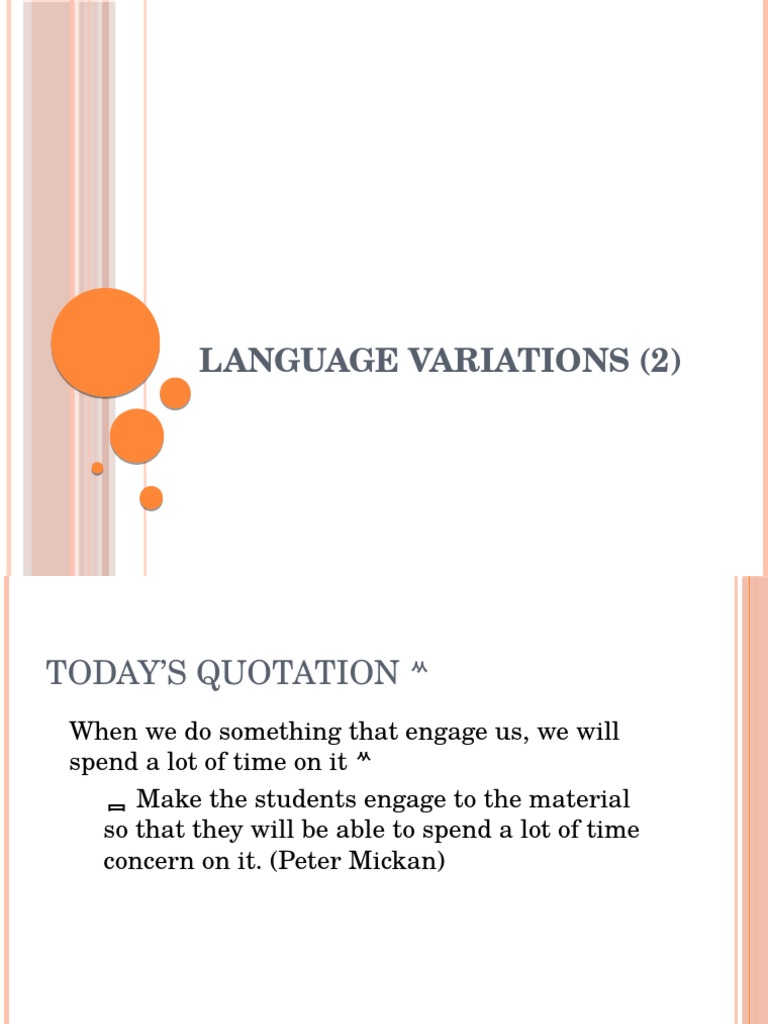 Language Variations Dialect Jargon