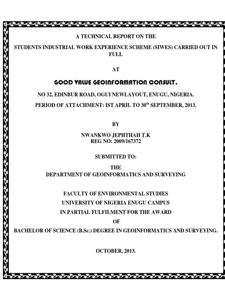 SIWES Report on Geoinformatics Projects | PDF | Surveying | Angle