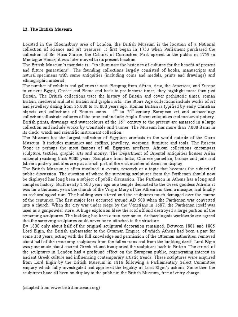 Overview of the British Museum | PDF | British Museum | Museum