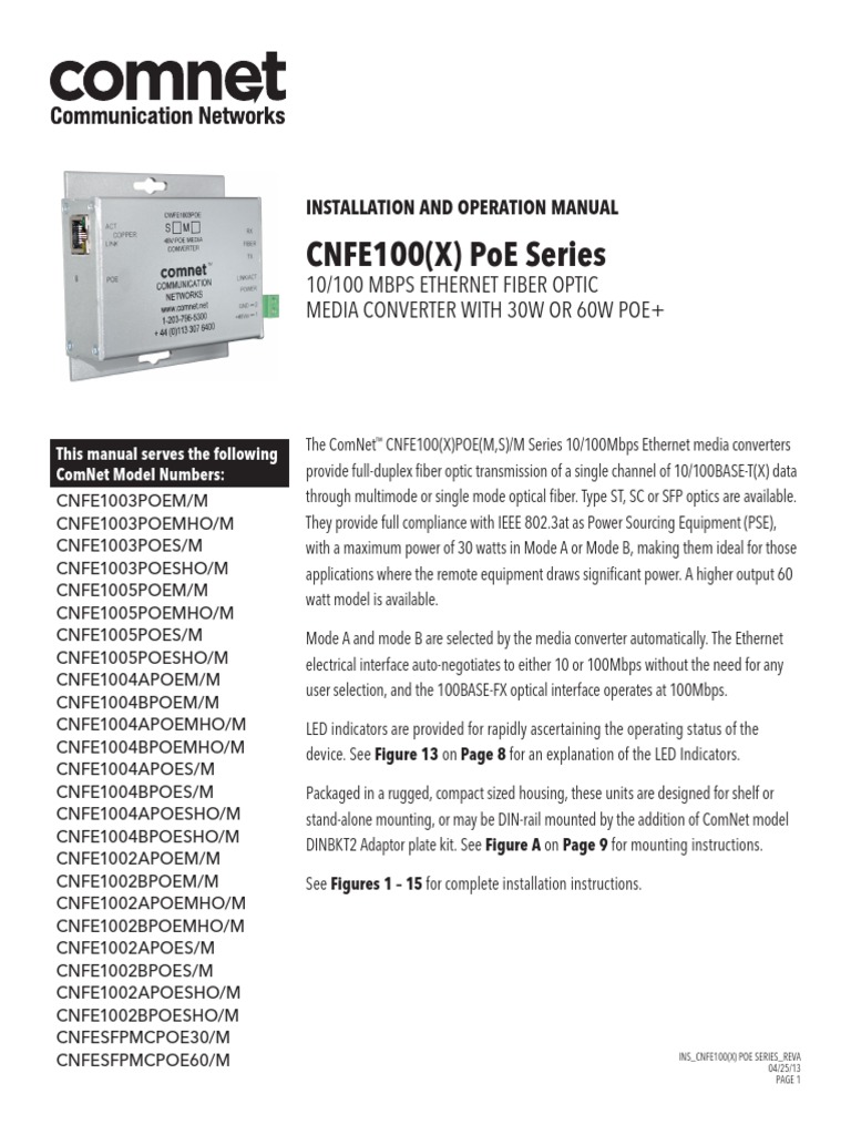 CNFE003POEMM Instruction Manual Manufactured Goods