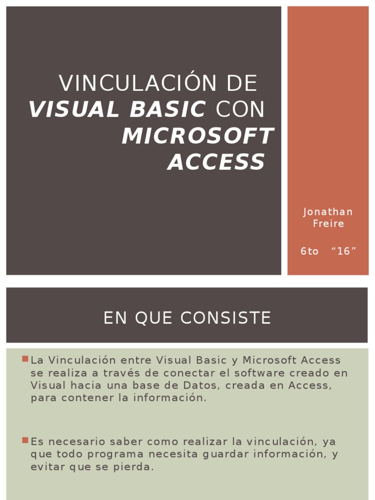 Vinculación Visual Basic y Access | PDF | Informática