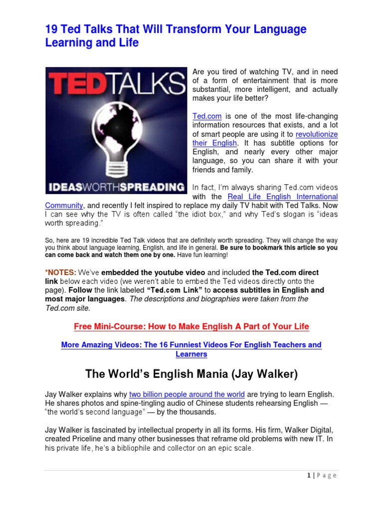 19 TED Talks That Will Transform Your Language Learning and Life ...