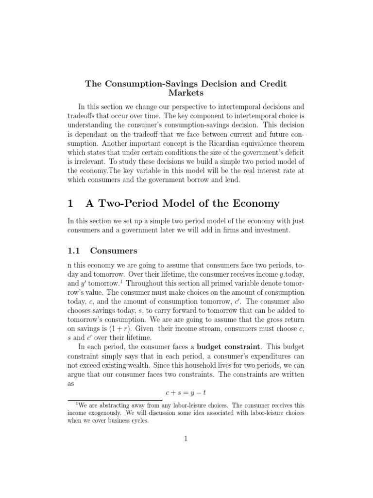 Two Period Model | PDF | Economic Equilibrium | Government Budget Balance