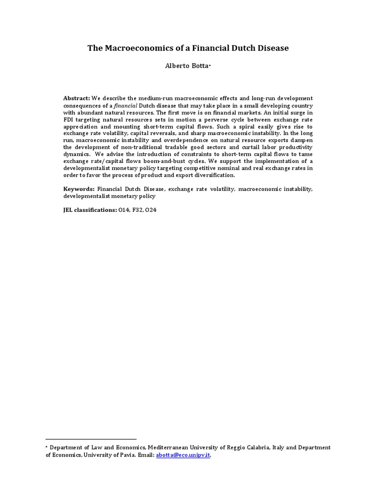 Financial Dutch Disease Analysis | PDF | Foreign Direct Investment ...