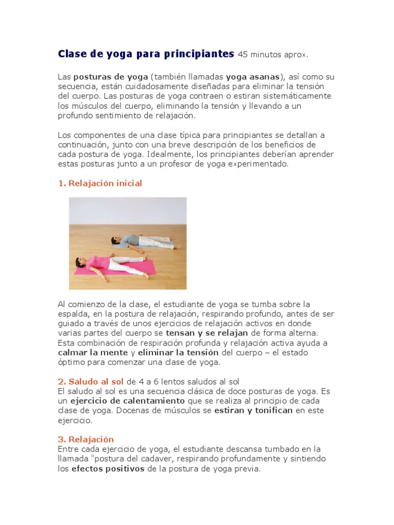 Clase de Yoga para Principiantes PDF | PDF | Yoga | Bienestar
