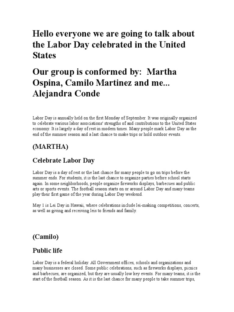 Labour Day | PDF
