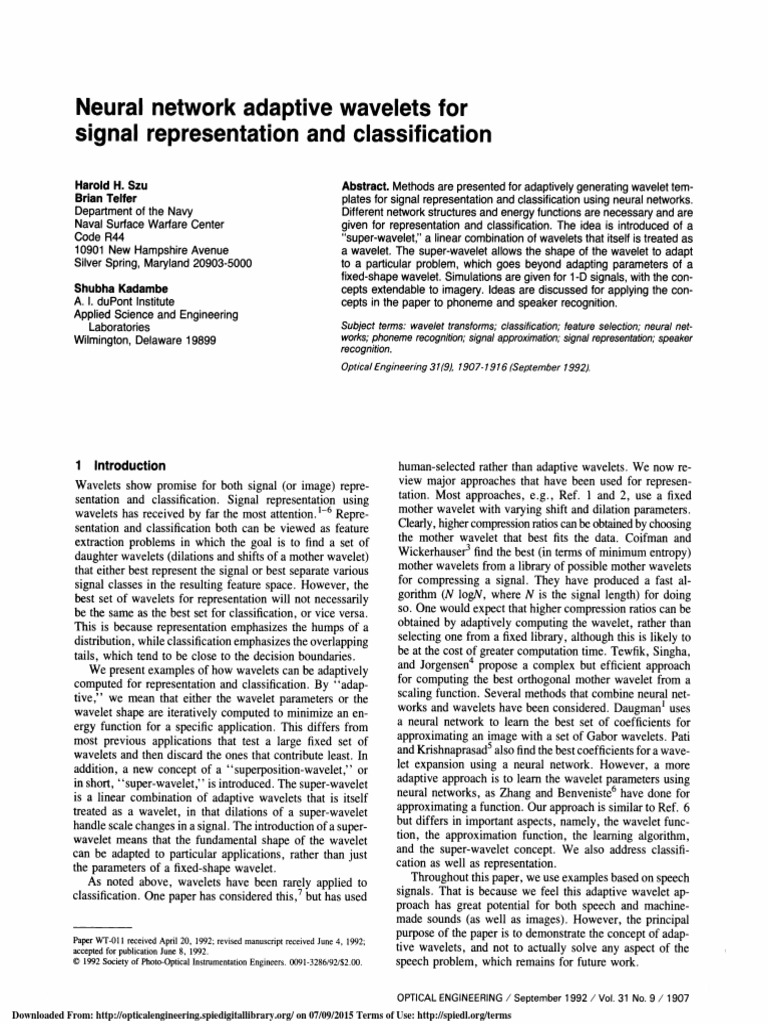 Neural Network Adaptive Wavelets For Signal Representation and ...
