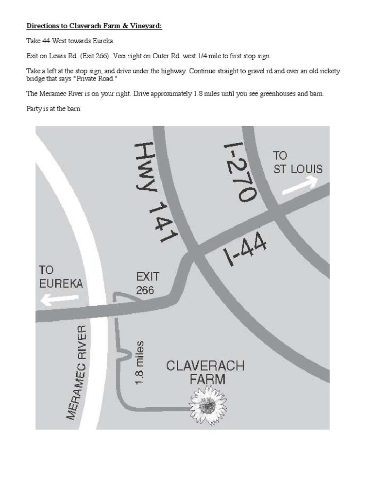 Directions to Claverach Farm & Vineyard | PDF | Travel | Cooking, Food ...