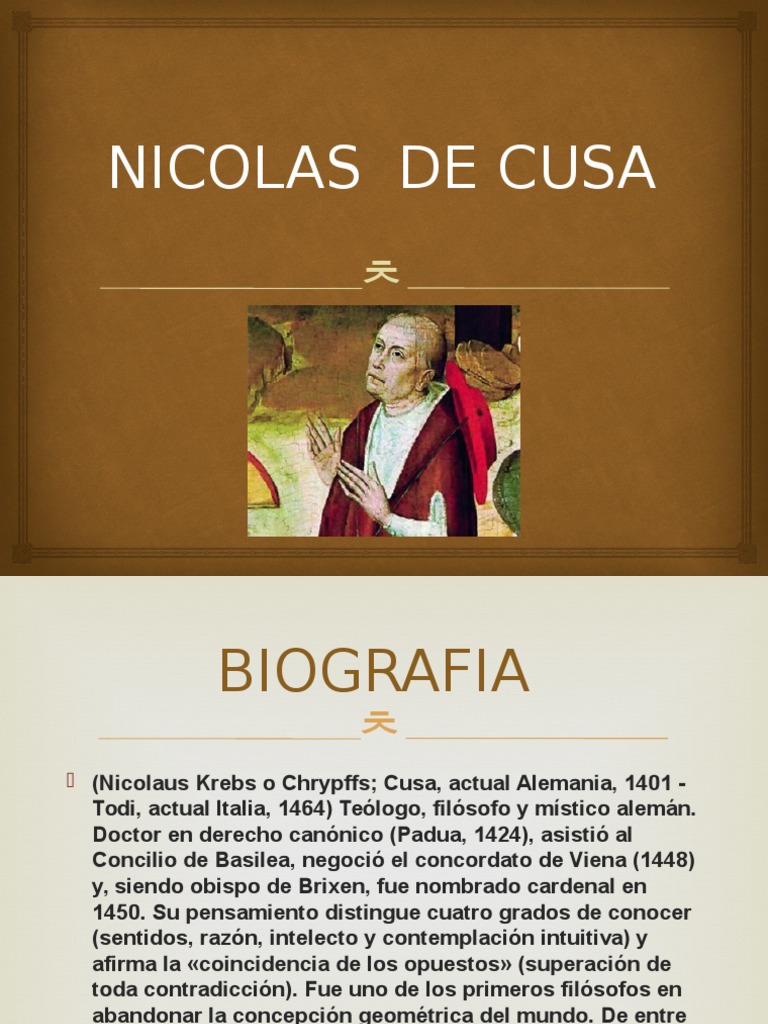 Nicolás de Cusa: Biografía y Filosofía | PDF | Religión y creencia