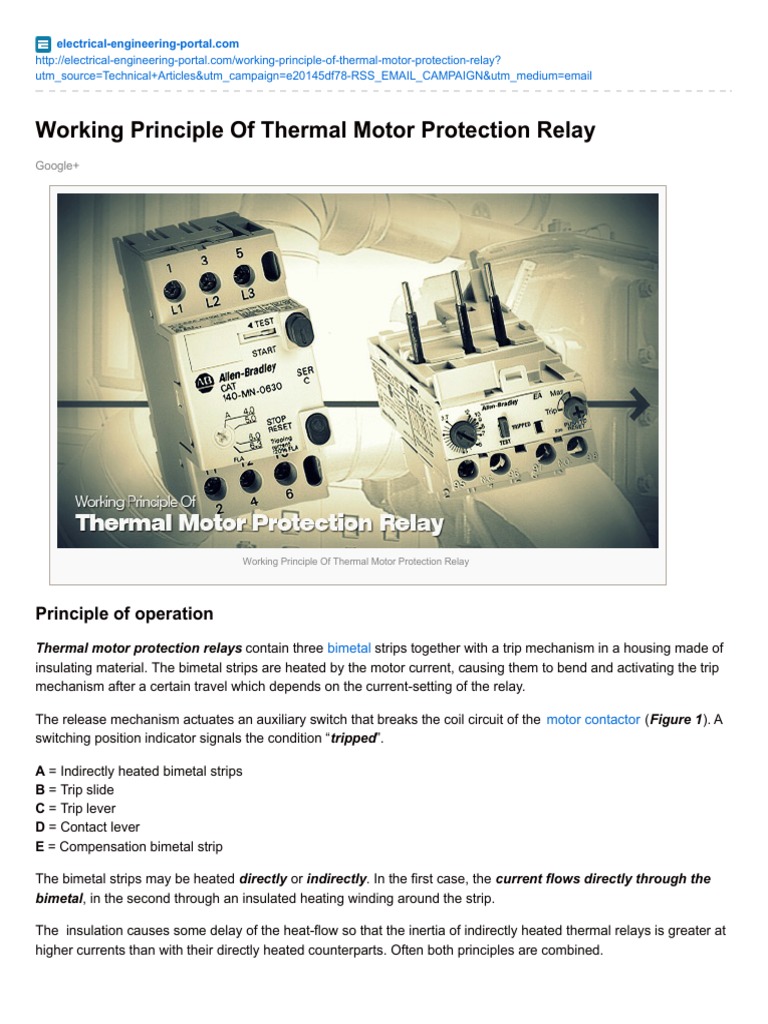 Working Principle of Thermal Motor Protection Relay Relay Power