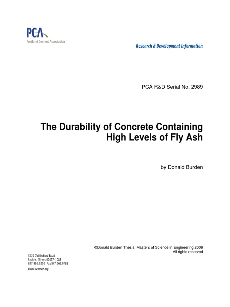 Durability of High Fly Ash Concrete | PDF | Fly Ash | Concrete
