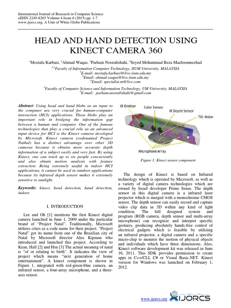 Kinect Camera for Head and Hand Detection | PDF | Cluster Analysis ...