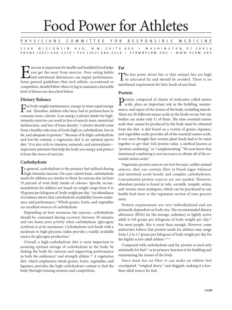 Food Power For Athletes | PDF | Nutrition | Diet & Nutrition