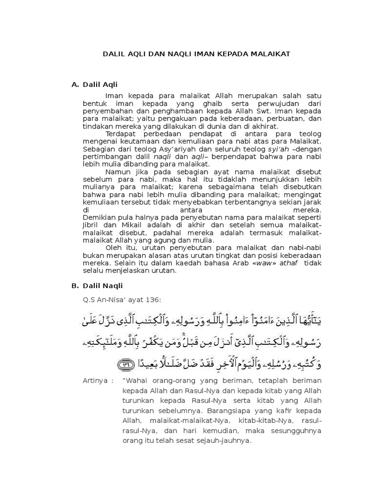 Dalil Aqli Beriman Kepada Allah