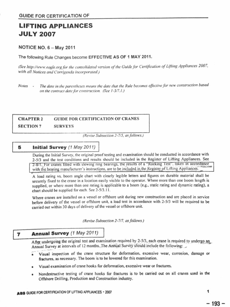 ABS Class Bureau - Deck Crane Rocking Test Rules | PDF