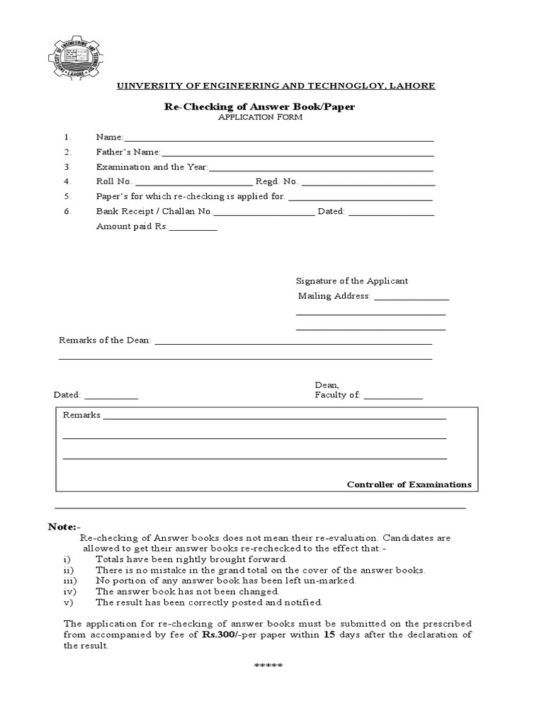 Re Checking of Answer Bookpaper | PDF | Career & Growth