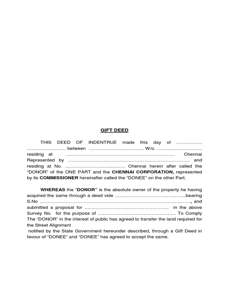 Gift Deed Common Law Property Law