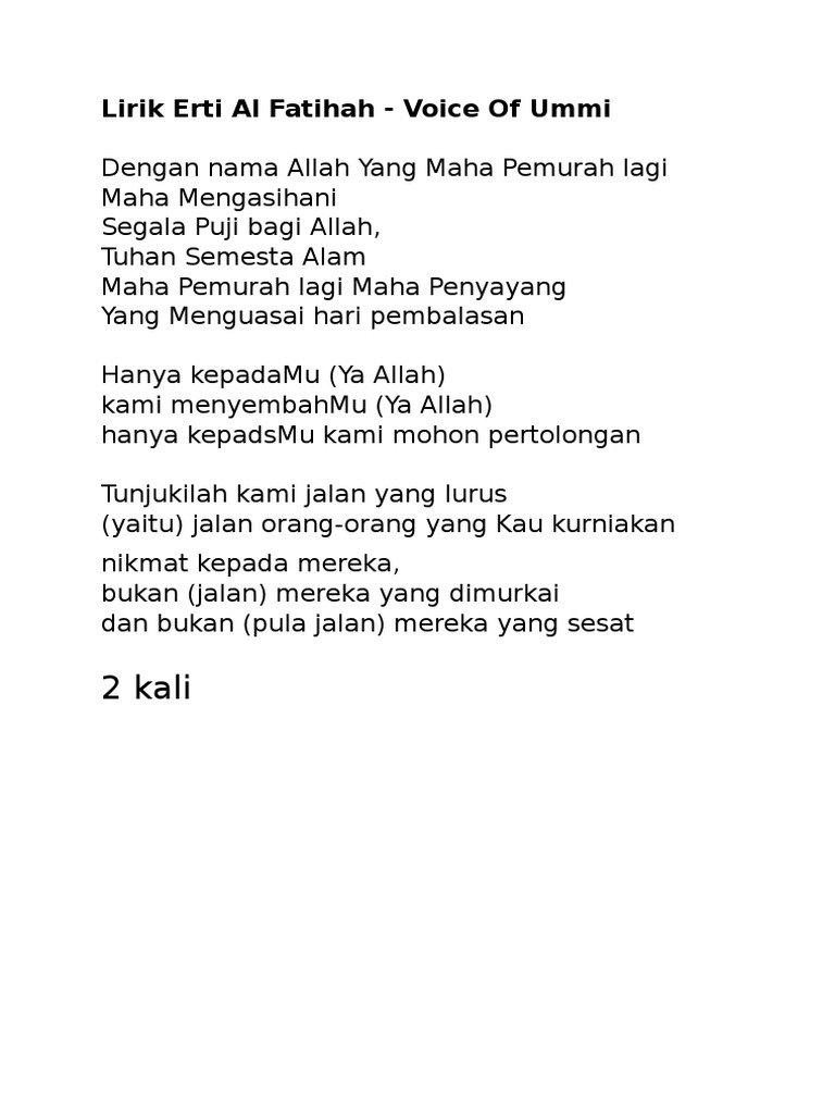 Lirik Erti Al Fatihah Pdf