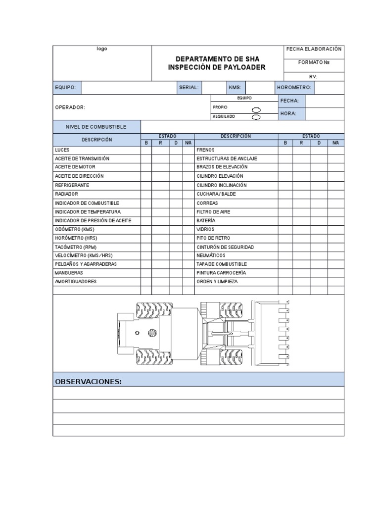 Checklist de Inspección para Payloader | PDF | Negocios