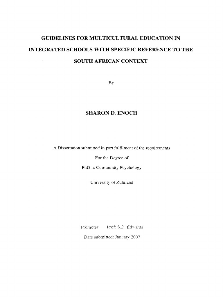Guidelines For Multicultural Education in Intergrated Schools - SD ...