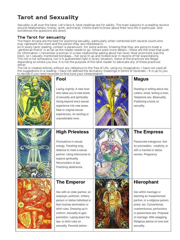 Tarot cards and a journal for recording insights about sexual energy